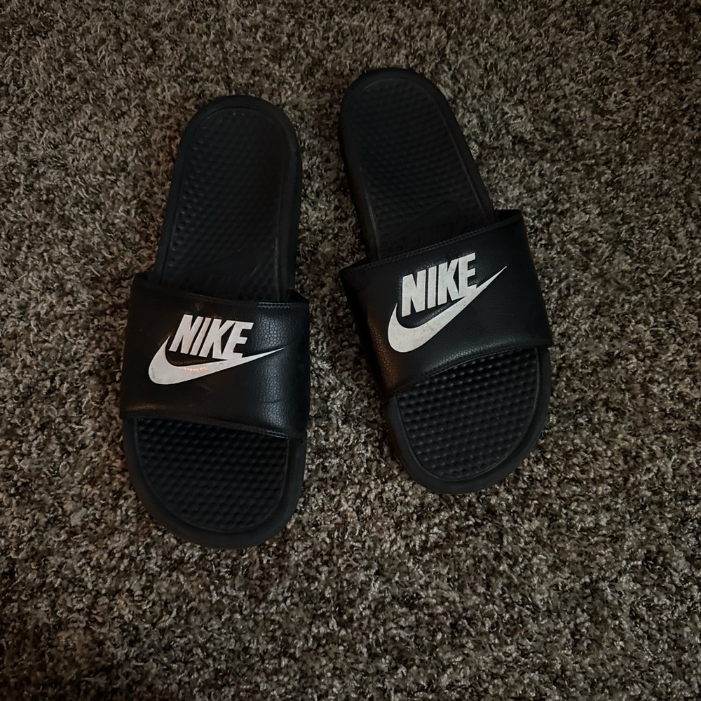 Nike Black and White Slide Sandals